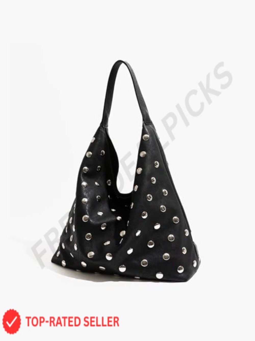 Studded Slouchy Hobo Bag Vegan Leather Shoulder Tote Purse Y2K Punk - Picture 3 of 7